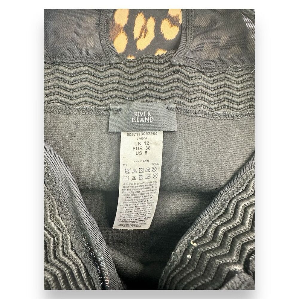 River Island - Womens Brown Animal Print Plunge One Piece Swimsuit - Picture 9 of 11